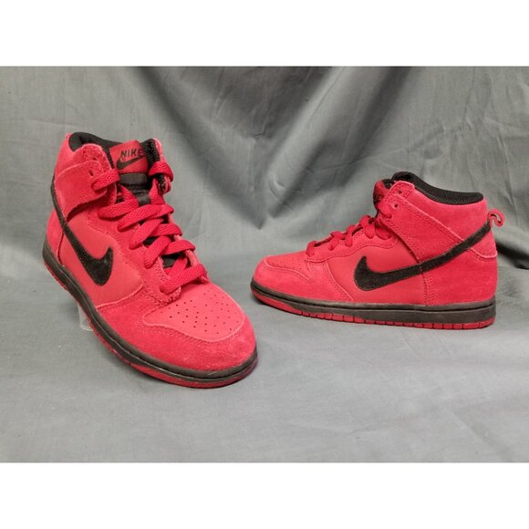 Nike Dunk High (PS) Sneakers Black Red Suede Size 13c Display NEW NO BOX ! - Picture 1 of 13